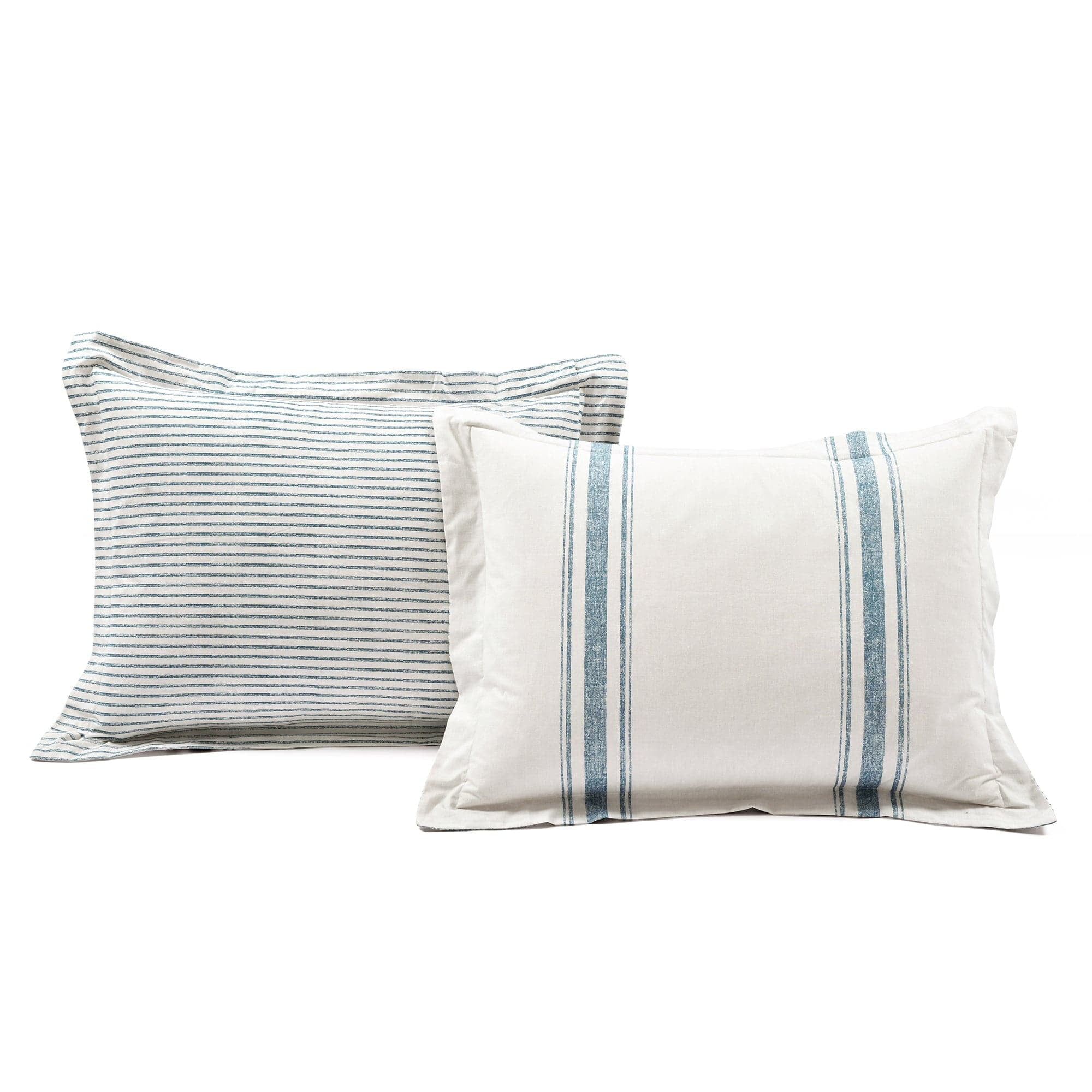Lush Decor Farmhouse Stripe Reversible Cotton Duvet Cover Black 3Pc Set Full/Queen