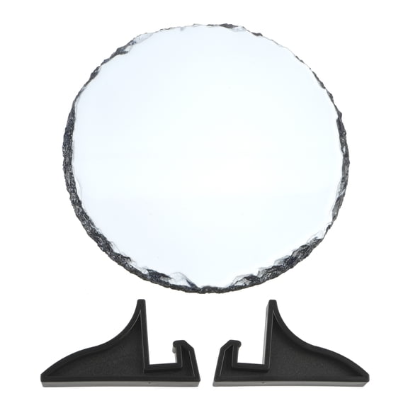 Make Market 6" Round Slate Sublimation Blanks - White Single-Side Printable Slate with Rough Gray Edges & Display Stands, Heat Transfer Ready, 12 Pack