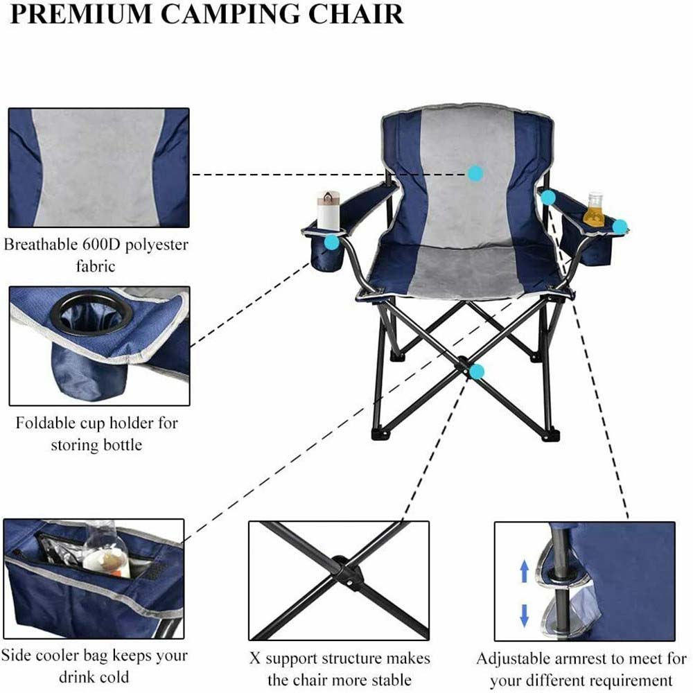 Portable Folding Single Chair with Steel Frame & Cup Holder, Lightweight Compact Camping Chair, Camping Folding Chair, Easy Storage with Storage Bag, Folding Chair, Fit for Hiking and Camping, T24 - image 5 of 7