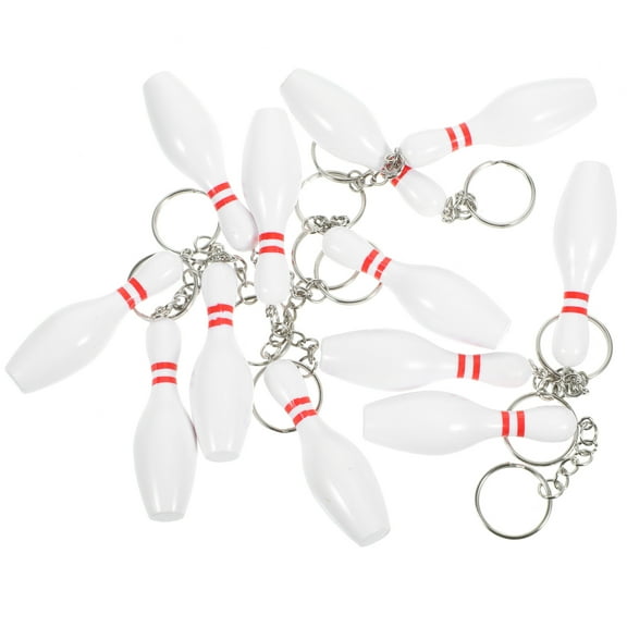 Bowling Pin Keychains for Decoration 12pcs White PVC Mini Key Chain Pendant