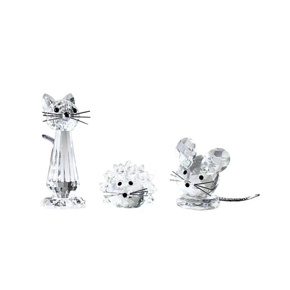 Swarovski Figurine: 5492741 Replica Set | Cat, Mouse and Hedgehog | Comes with a Mirror | New in Box