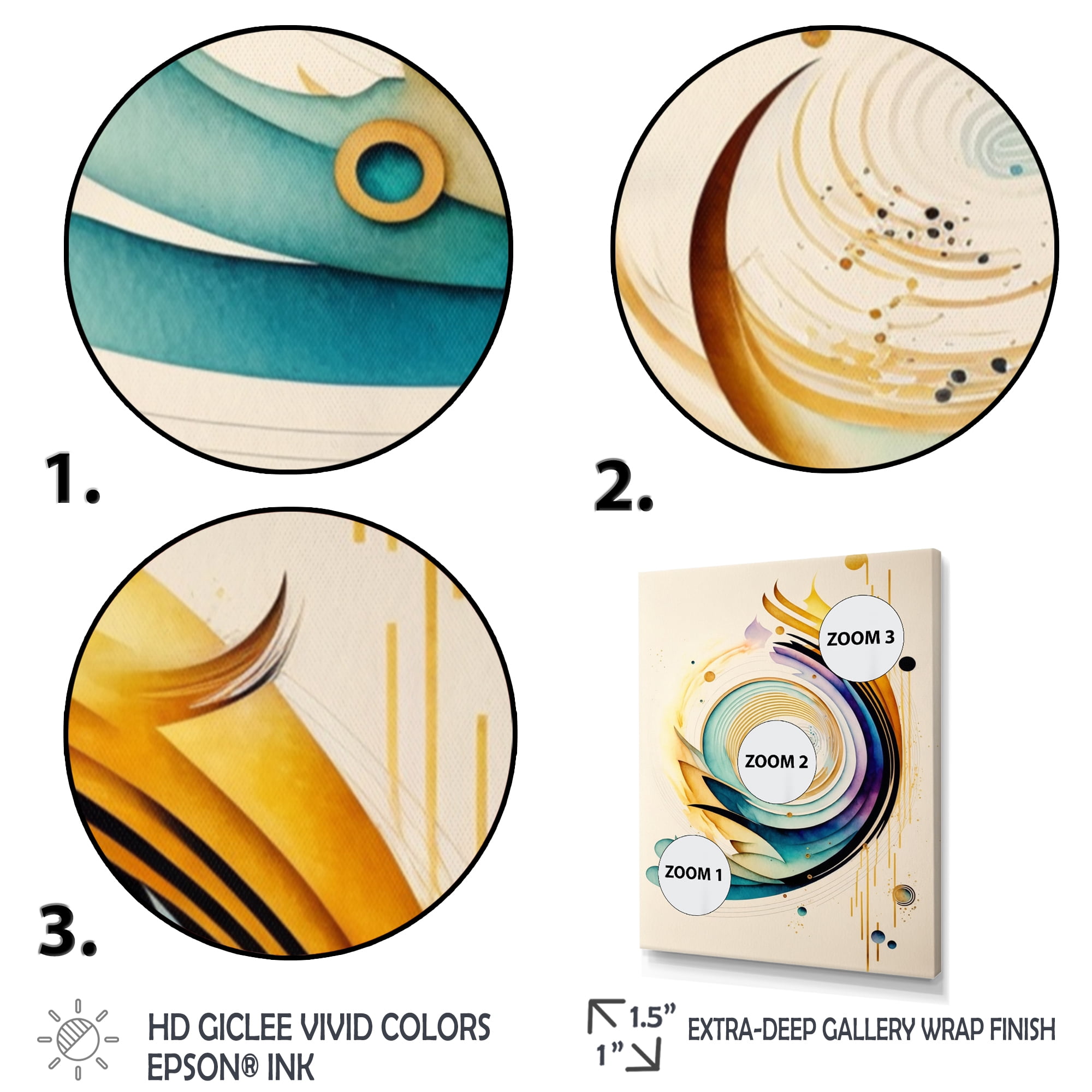 Designart Colorful Watercolor Spiral Canvas Wall Art