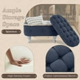thumbnail image 4 of S-HOME 29.5 Inch Footboard Bench in Fabric Upholstered Design with Hidden Storage and Stylish Fringe for Any Room，Blue, 4 of 12
