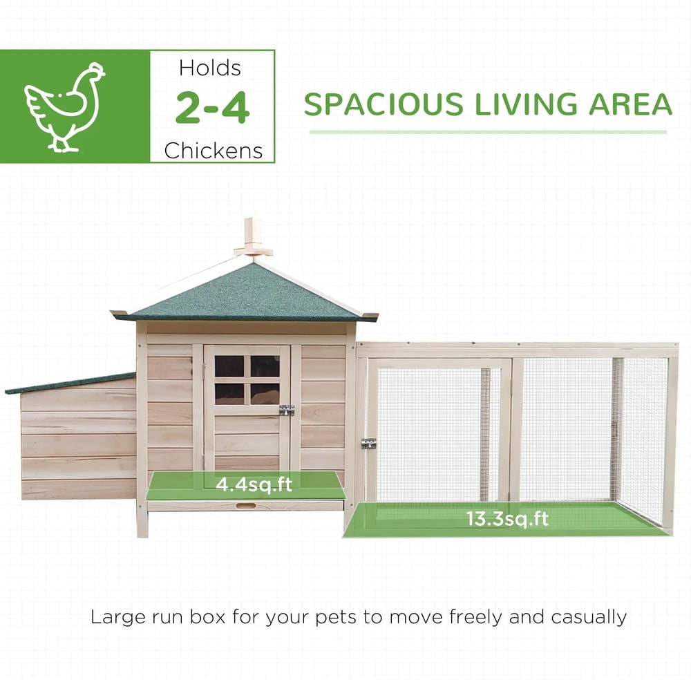 Resenkos Rabbit Hutch, Duck Cage Hutch,Chicken Coop, 77" Wooden Chicken Coop with Nesting Box, Removable Tray, Ramp Run, Natural