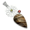 thumbnail image 3 of Stick Agate, Garnet & Peridot 925 Sterling Silver Pendant Jewelry P-1228 SDP147509, 3 of 5