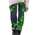 thumbnail image 6 of Ecqkame Women's St. Patrick Day Shamrock Printing Leggings Casual Elastic Waist Yoga Trousers Sports Tight Pant Dark Gray L, 6 of 6