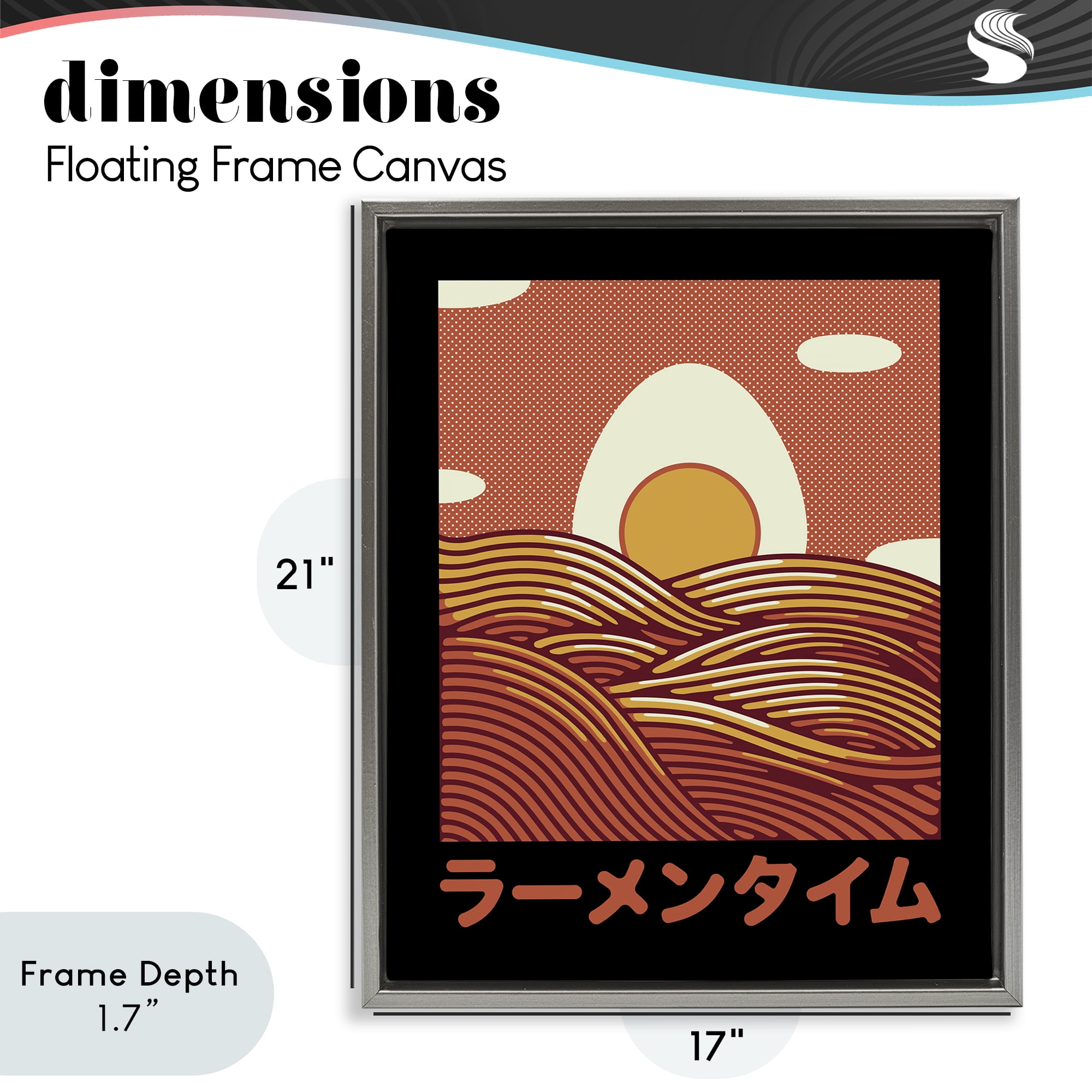 Stupell Industries Minimalist Egg & Ramen Sunset Gray Framed Floater Canvas Wall Art, design by Tobe Fonseca