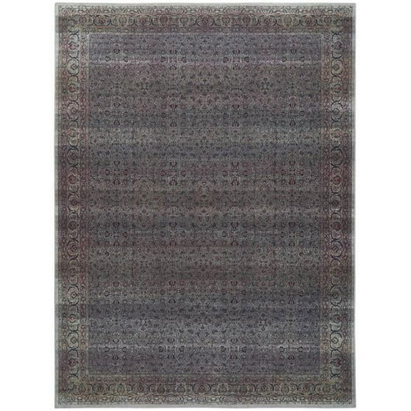 9 x 12 ft. Blue & Brown Oriental Power Loom Distressed Washable Non Skid Rectangle Area Rug