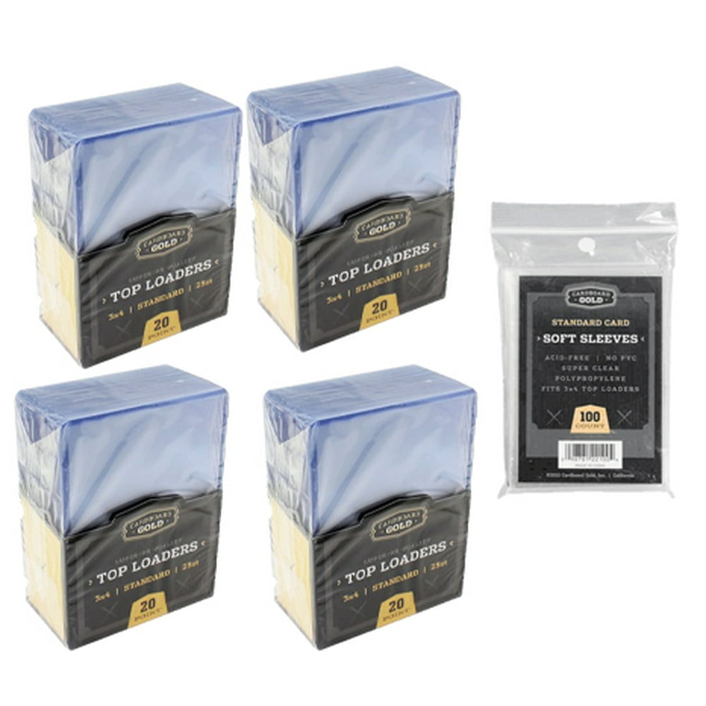 Cardboard Gold Top Loader and Sleeve Bundle 100 Each 3x4 20pt