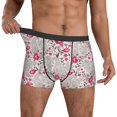 thumbnail image 3 of Men's Boxer Briefs, Red White Flowers Paisley Soft Comfy Mens Underwear Boxer Briefs Breathable With Widen Waist, 3 of 7