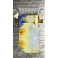thumbnail image 3 of Ambesonne Yellow and Blue Quilted Coverlet 2 Pcs, Romance Bouquet, Twin Size, Violet Blue Earth Yellow, 3 of 4