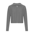 thumbnail image 4 of FRSASU Women's Zip up Cardigan Sweater Long Sleeve Jacket Crewneck Solid Casual Coat Gray, 4 of 7