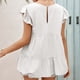 thumbnail image 5 of Camiseta de mujer Verano Encaje Cuello redondo Manga corta Casual Top suelto, Blanco, S seitruly AP001322-01, 5 of 7
