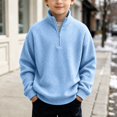 thumbnail image 2 of Hiijoy Boys Fall Winter Sweater Waffle Neck Half Zip Sweater Long Sleeve Pullover, 2 of 4