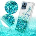 thumbnail image 4 of Spy Case for T-Mobile Revvl 6 5G Case Liquid Glitter Phone Case Cover w/Tempered Glass Screen Protector for Girls Women - Aqua/Clear, 4 of 5