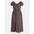 thumbnail image 5 of Scenario Women's and Women's Plus Smocked Waist Peasant Midi Dress with Puff Sleeves, Sizes XS-4X, 5 of 6