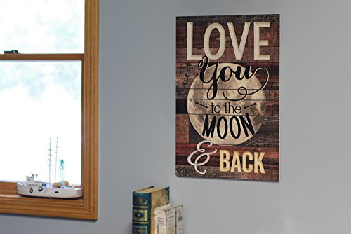 Love You To The Moon And Back 24x16 Faux Distressed Wood Barn Board Wall Sign 