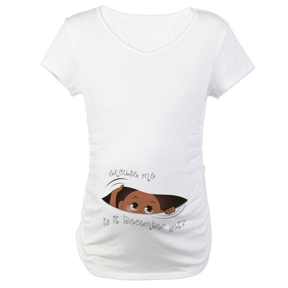CafePress - Funny Peeking Baby December Maternity T Shirt - Cotton Maternity T-shirt, Cute & Funny Pregnancy Tee
