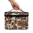 thumbnail image 3 of HELLHERO Portable Makeup Cosmetic Bag Organizer Travel Cosmetic Bag Brush Holders Portable and Durable With Zipper & Handle Brown Cow Print Pattern, 3 of 6