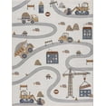 thumbnail image 2 of Hauteloom Olwen Kids Room, Nursery, Playroom Machine Washable Area Rug - Road, Construction Vehicles - Cream, Light Gray - 7'10" x 10', 2 of 8
