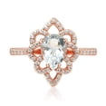 thumbnail image 2 of 925 Sterling Silver 14K Rose Gold Pear Shape Created Aquamarine Cubic Zirconia Hollow Flower Engagement Ring, 2 of 5