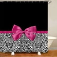 thumbnail image 2 of 4PCS Leopard Print Splice Pink Bowknot Shower Curtain Set with Rug, Toilet Lid Cover and Bath Mat, Shower Curtain with 12 Hooks, Durable Shower Curtain for Bathroom Set, 2 of 7