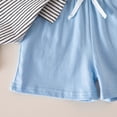 thumbnail image 7 of QUOTAY Boys Summer Outfits Striped Short Sleeve Button Down Collar Top with Shorts Versatile Casual Wear 2 Piece Set for Toddler 1-5y 03_Blue,4Y, 7 of 7