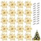 thumbnail image 1 of 20 Piezas de Flores Artificiales para Navidad con Clips, para Árbol, Corona y Guirnaldas (Oro), 1 of 4