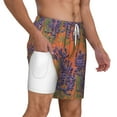 thumbnail image 3 of Picia Lavender Flowers pattern Mens Swim Trunks with Compression Liner Stretch Beach Shorts Quick Dry with Zipper Pockets No-Chafing Board Shorts-X-Large, 3 of 9