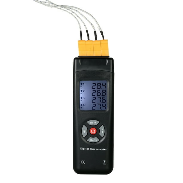 Termómetro Digital LCD Tipo K Tomshoo 4 Canales Sensor de Termopar -50 ~ 1350 ° C