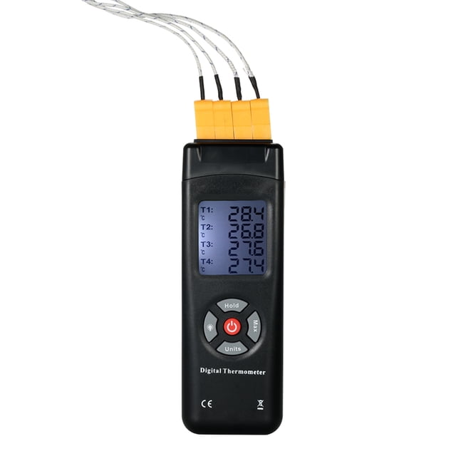 4-Channel K-Type Digital LCD Thermometer Thermocouple Sensor -50~1350°C/-58~2462°F Data Hold Function