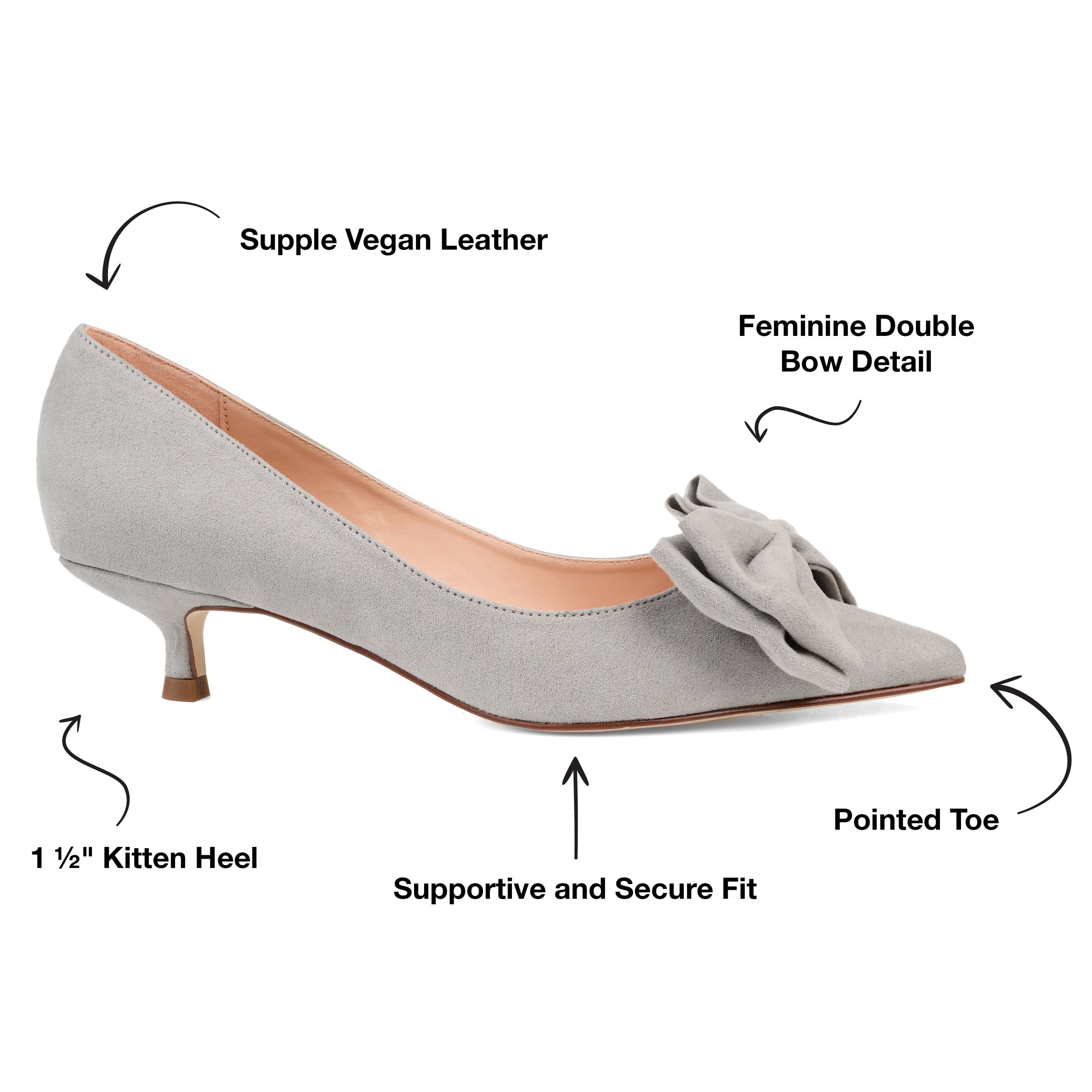 Journee Womens Orana Pointed Toe Kitten Heel Pumps, Widths Available