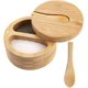 thumbnail image 1 of 1 caja de sal y pimienta de bambú, caja de almacenamiento de especias de madera con tapa, cuchara, olla de condimento de doble rejilla, soporte de cocina, azucarero, marrón claro Sailing Electrónica, 1 of 1