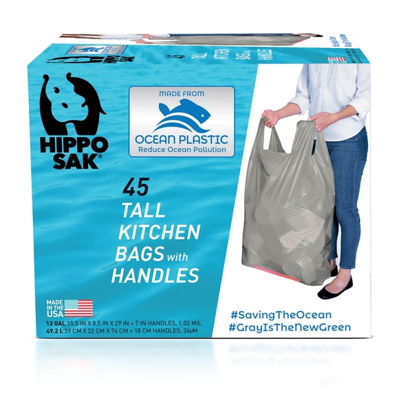 Bolsas de basura Hippo Sak Tall Kitchen, 13 galones, 45 unidades