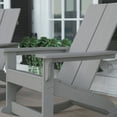 thumbnail image 3 of BizChair Modern Commercial Grade All-Weather 2-Slat Poly Resin Wood Rocking Adirondack Chair with Rust Resistant Stainless Steel Hardware in Gray, 3 of 12
