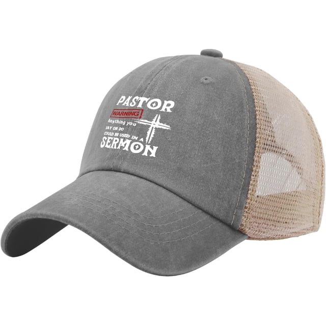 Pastor Gift Pastor Warning Anything You say Trucker Hat Men Trendy Mesh Baseball Cap for Summer