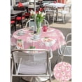 thumbnail image 4 of Outdoor Tablecloth with Umbrella Hole and Zipper, Pink Christmas Round Table Cloth 60 Inch Waterproof Tablecloth, Santa Xmas Tree Snowflake Winter Farmhouse Picnic Table Cover for Patio Camping, 4 of 7