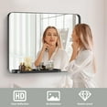 thumbnail image 3 of YOOSHINE Black Metal Framed Bathroom Mirror with Shelf for Wall 24X32 Inch Rounded Rectangle Mirror, Matte Black Bathroom Vanity Mirror, Anti-Rust, Tempered Glass, Hangs Horizontally or Vertically, 3 of 8