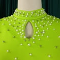 thumbnail image 6 of AURA Women’s Beaded Bodycon Midi Dress Ruffle Short Sleeves Half High Neck Zipper Solid Color S-5XL, 6 of 7