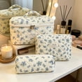 thumbnail image 4 of ZZkhGO Large Capacity Partitioned Storage Bag, Polyester Quilted Travel Organizer, Vintage Floral Makeup Pouch Set with 3 Sizes for Business Trips, 4 of 6