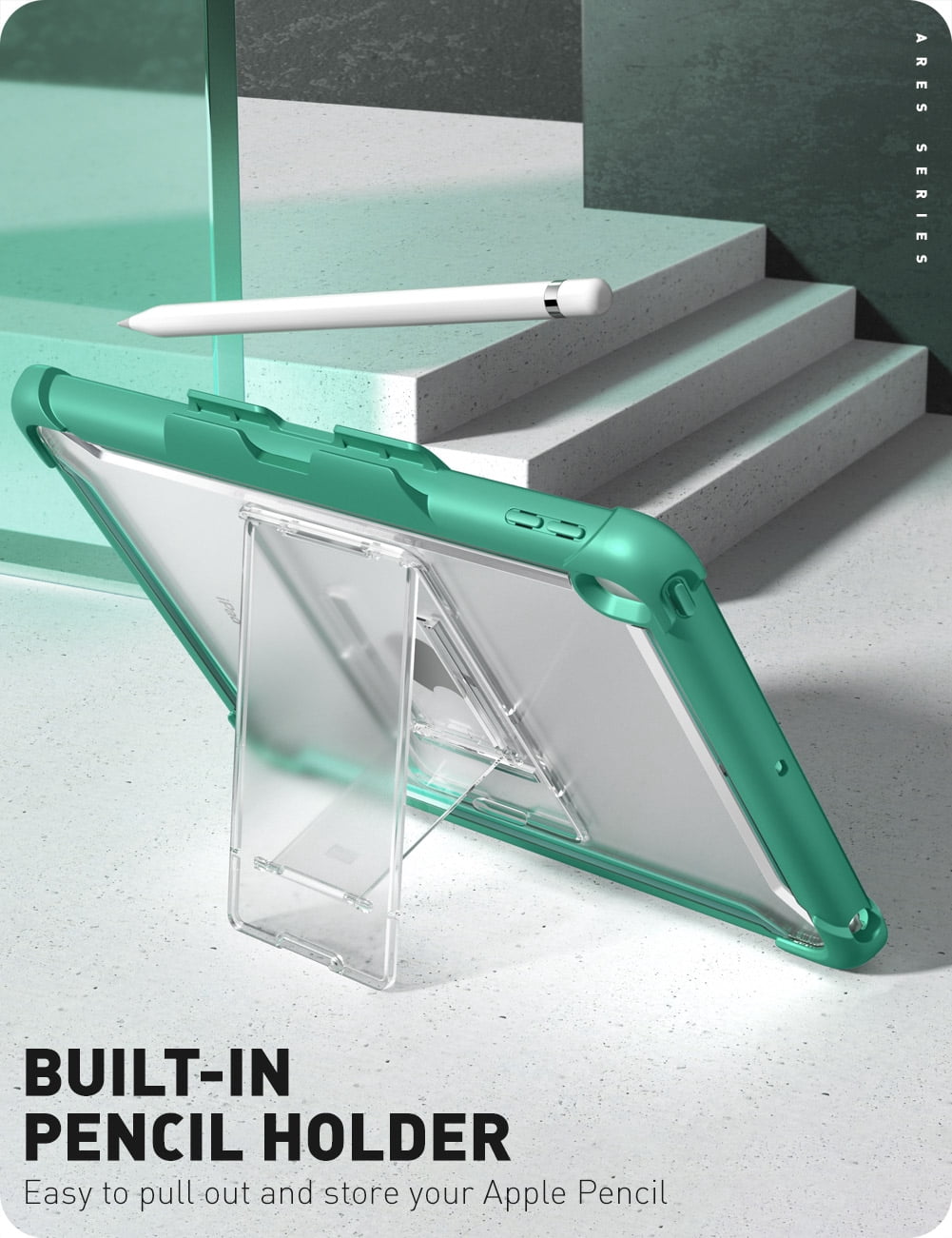 i-Blason Ares Case for New iPad 9th/8th/7th Generation, iPad 10.2 2021/2020/2019 Case, Full-Body Kickstand with Built-in Screen Protector Cover with Pencil Holder (Green)
