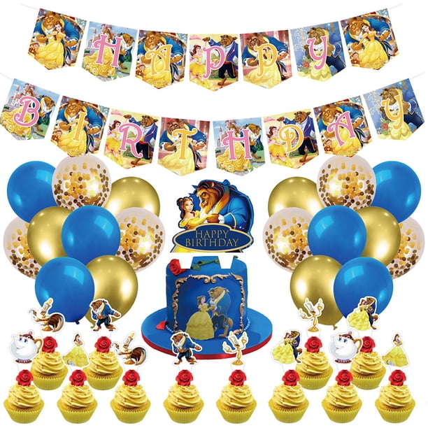 Kit de globos de látex y lámina La Bella y la Bestia, 32 unidades