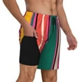 thumbnail image 2 of Kdxio Vertical Stripes Print Men'S Swim Trunks With Compression Liner 7 Inch Inseam Quick Dry Swim Shorts, 2 of 7