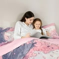 thumbnail image 4 of Castle Fairy White Cats Bedding Comforter Set,Floral Cherry Blossom Queen Bedding Sets, 4 of 8