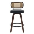 thumbnail image 6 of Tcbosik Swivel Counter Height Bar Stools Set of 2, Upholstered PU Leather Barstools with Rattan Back, Island Chair with Wood Frame for Kitchen, Black, 6 of 11