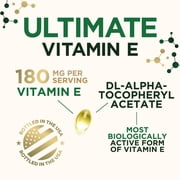 Vitamin E 180mg Per Serving - E Vitamins DL-Alpha, Antioxidant-Rich Dietary Supplement for Skin, Heart, and Immune Support, USA Bottled, Easily Absorbed, Non-GMO & Gluten Free - 60 Softgels