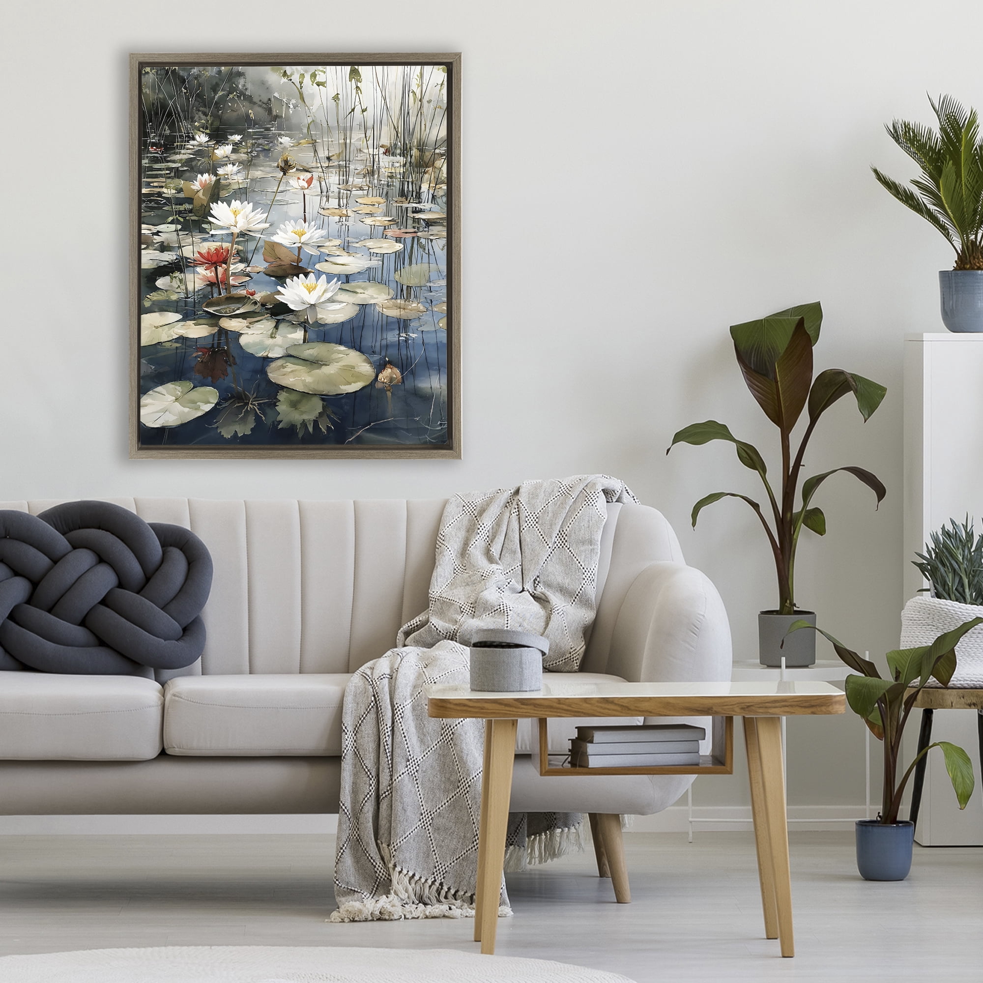 Stupell Industries Lily Wonder Pond Brown Framed Floater Canvas Wall Art, design by Franklyn Gregory