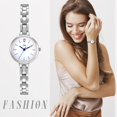 thumbnail image 4 of Reloj de mujer Elegante reloj de pulsera analógico de cuarzo Reloj de mujer pequeño y sencillo para negocios informal con pulsera de metal plateada, 4 of 4