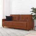 thumbnail image 3 of Pemberly Row Contemporary Coil Futon in Brown Finish Faux Leather, 3 of 12
