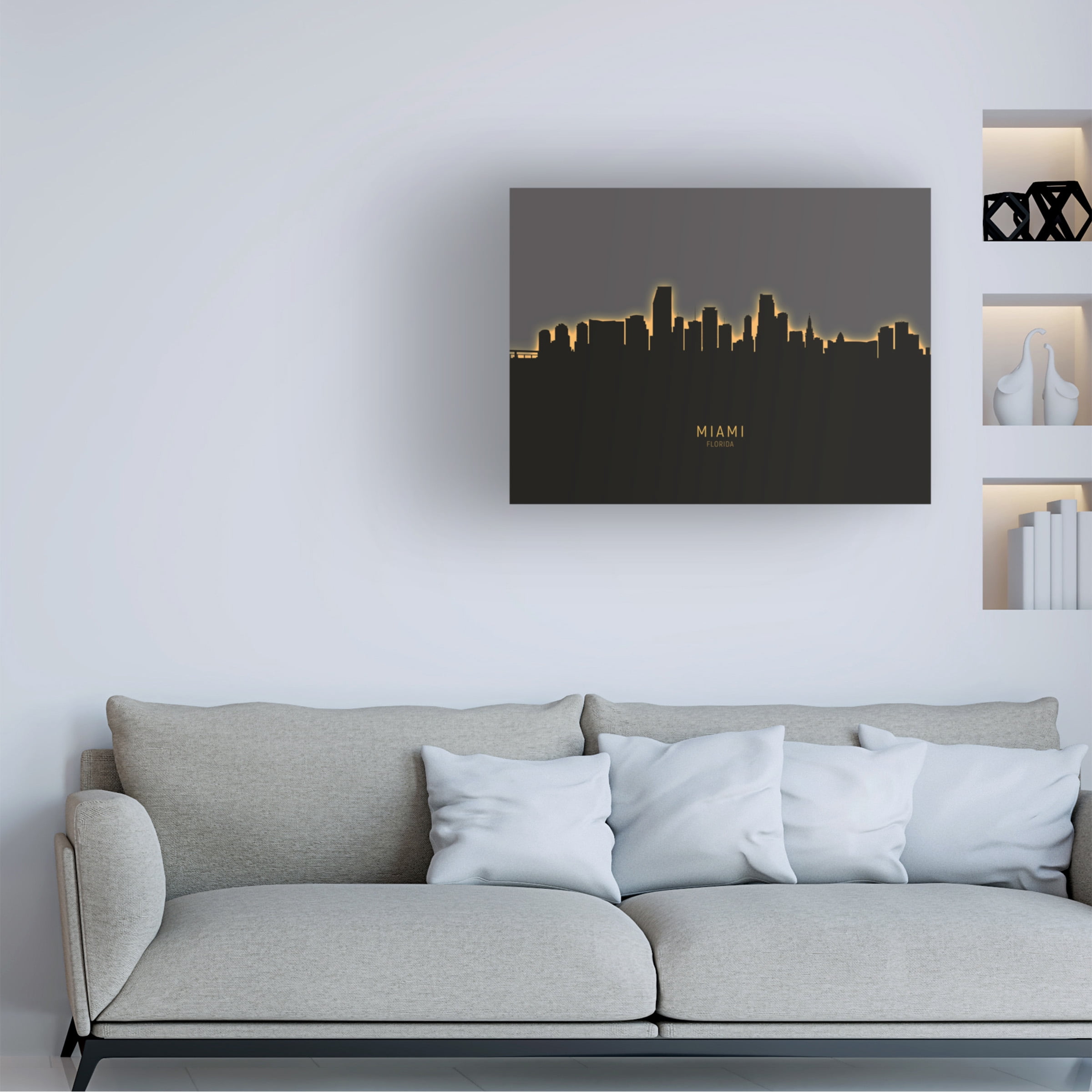Michael Tompsett 'Miami Florida Skyline Glow II' Canvas Art